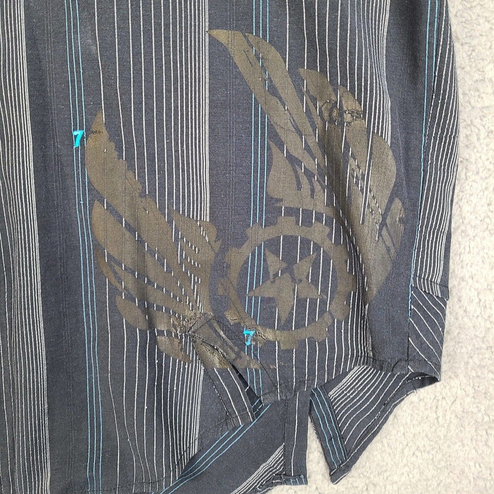 Red Button Seven 7 Shirt Mens Large Black Long Sleeve Button Down 7's Embroidery - Picture 7 of 12